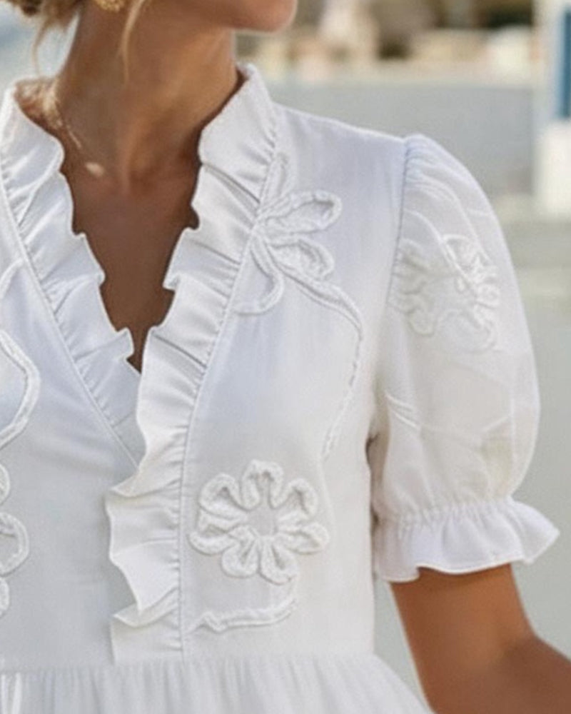 BLOSSOM | V-Neck Ruffled Dress