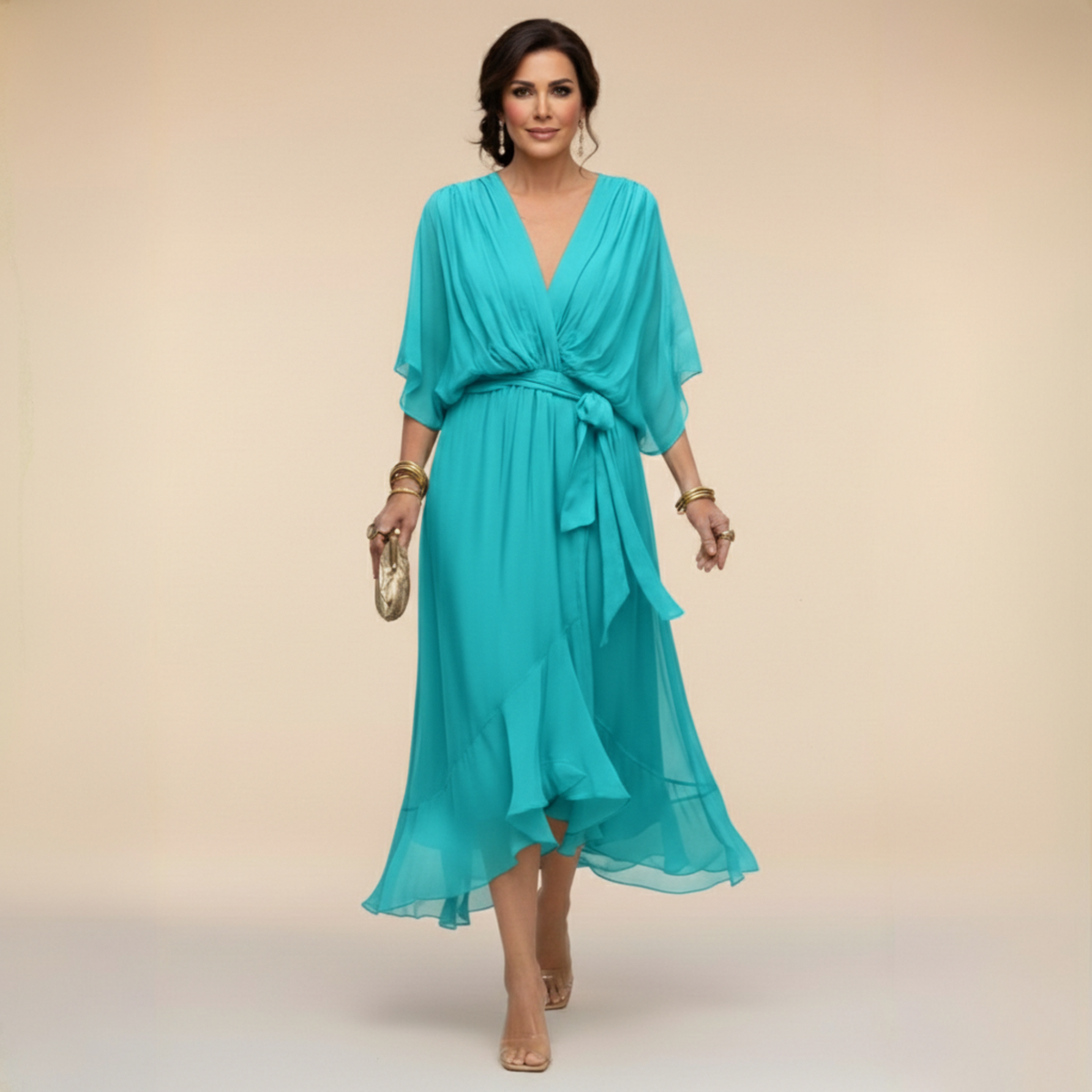 ERICA | Elegant V-Neck Maxi Dress