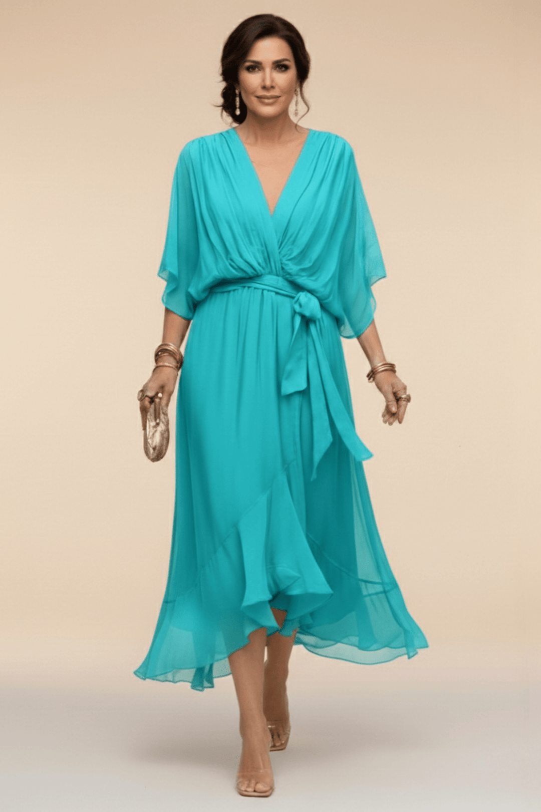 BIANCA | Flowing Tie-Waist Midi Dress