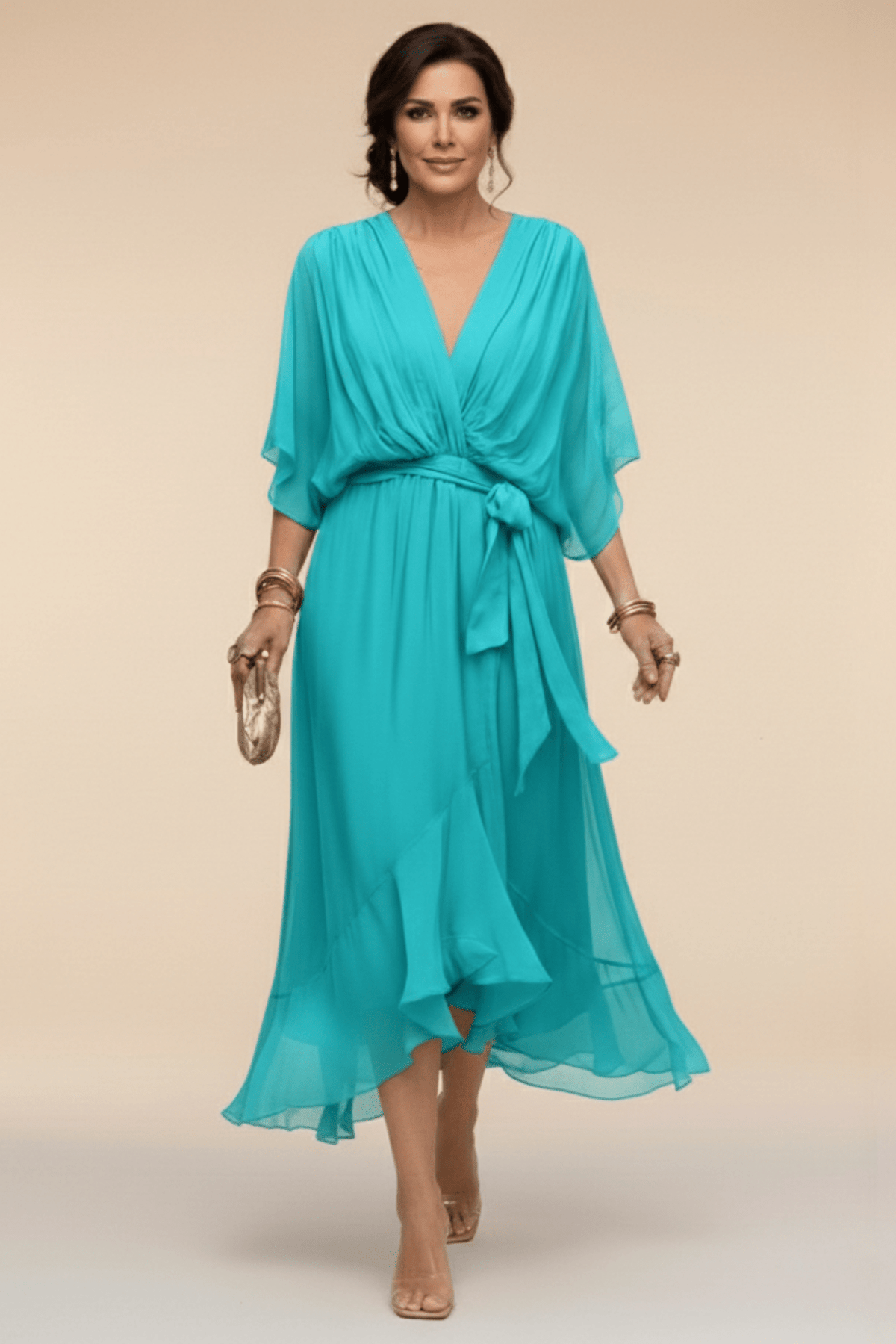 BIANCA | Flowing Tie-Waist Midi Dress