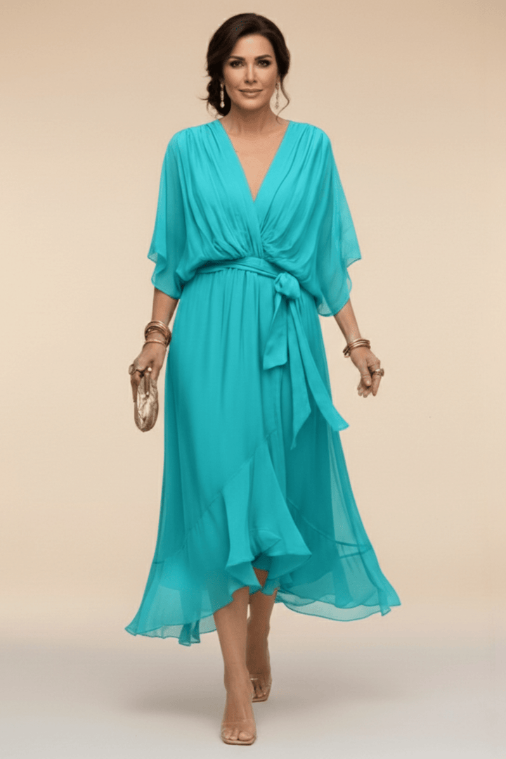 BIANCA | Flowing Tie-Waist Midi Dress