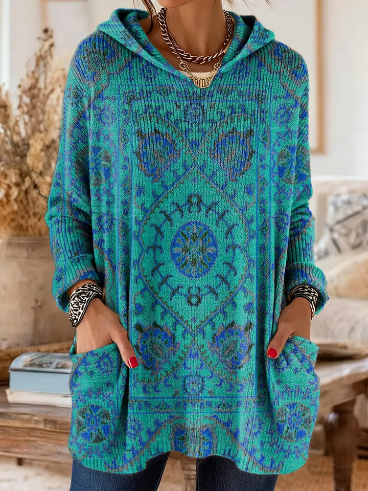 SISSA | Retro Ethnic Print Hooded Tunic