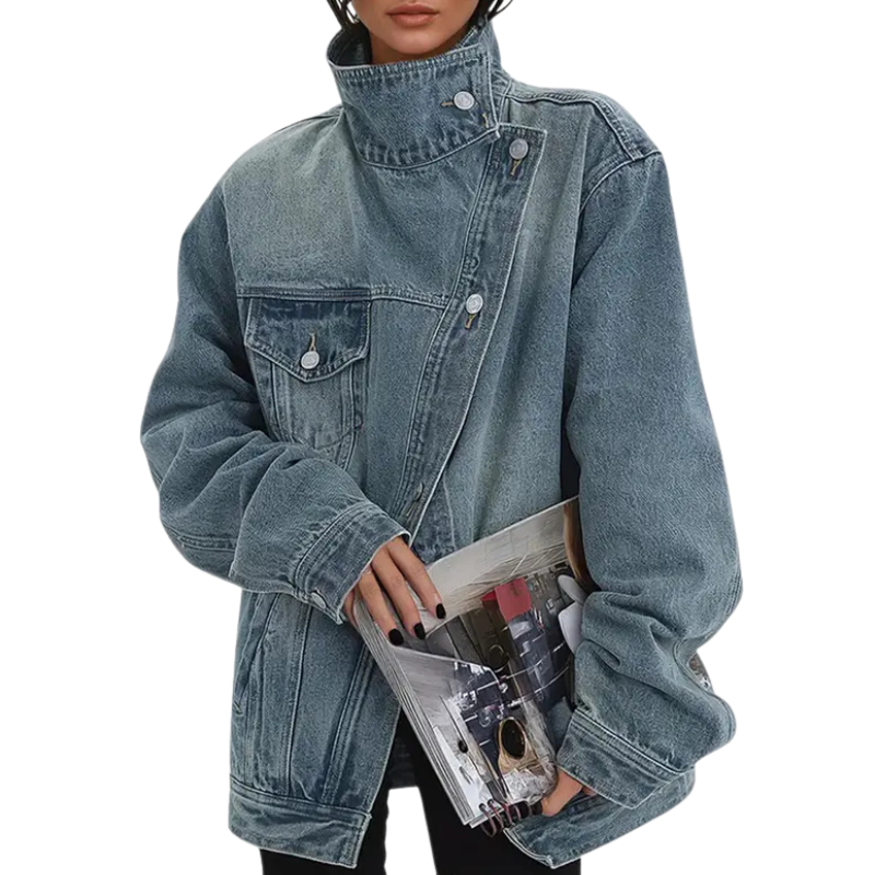 SKYE | Vintage Washed High Neck Asymmetric Jacket