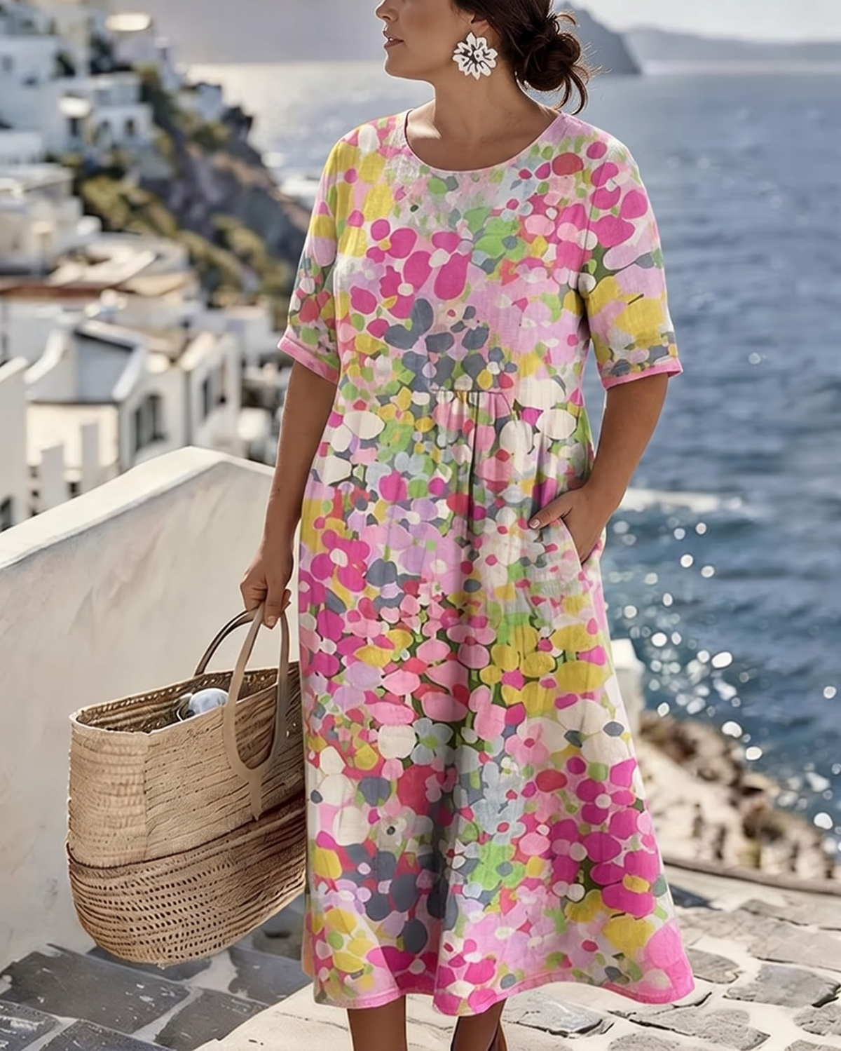 ELENA | Elegant Floral Midi Dress