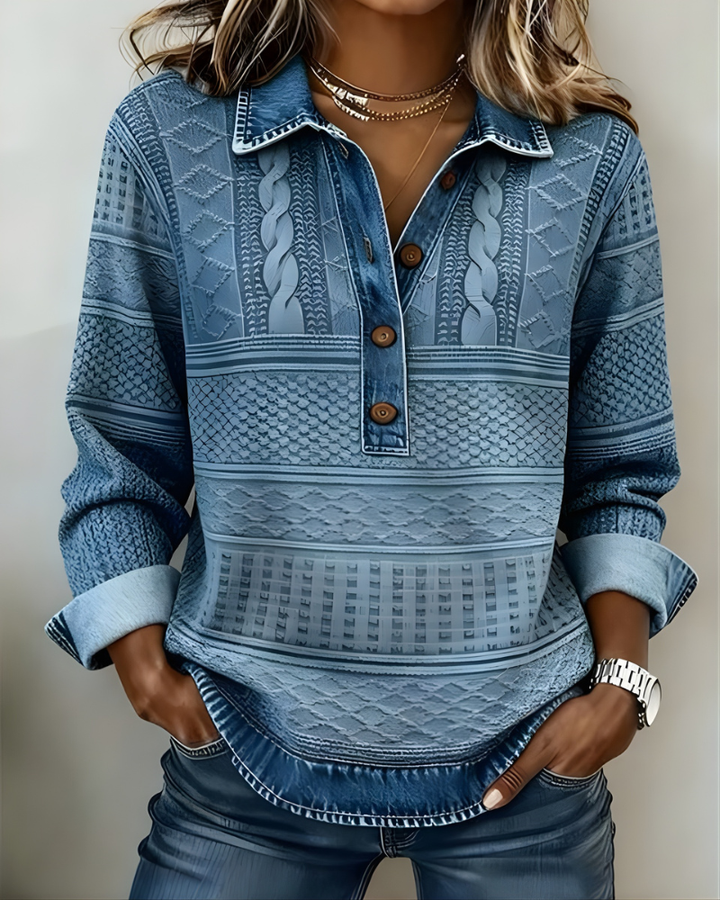 ROWENNA | Half-Button Collared Sweatshirt