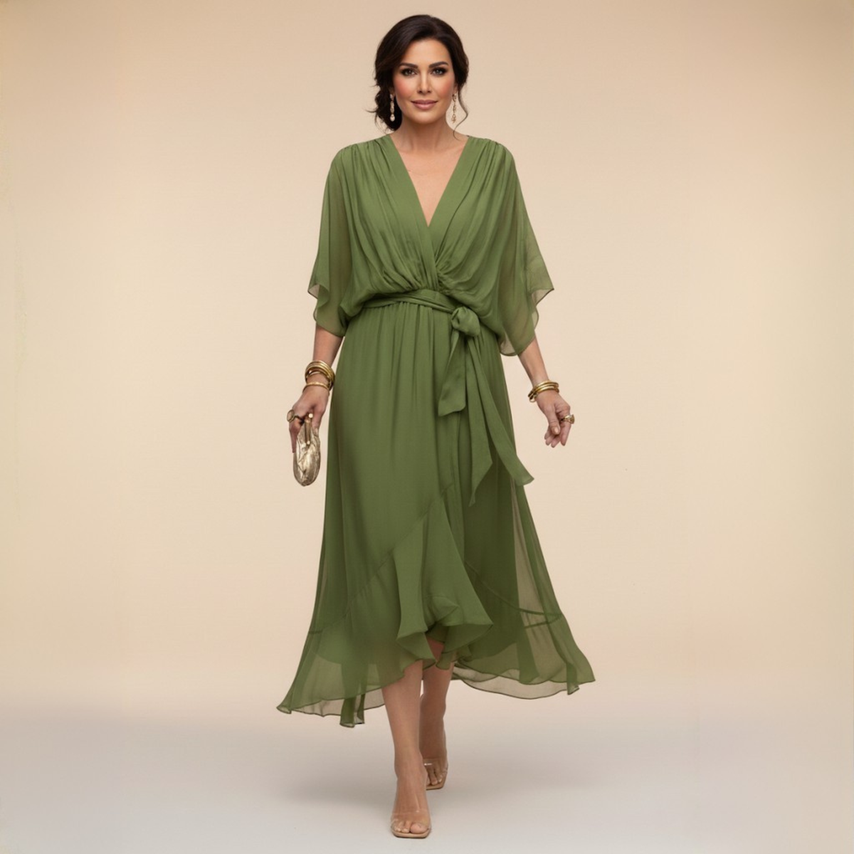 ERICA | Elegant V-Neck Maxi Dress