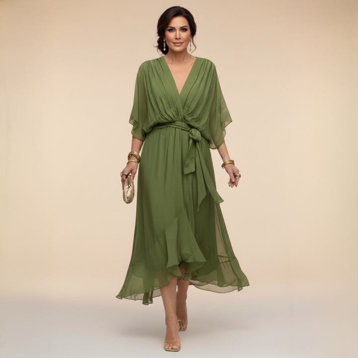 ERICA | Elegant V-Neck Maxi Dress