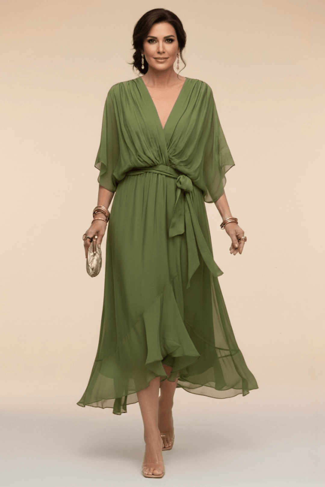BIANCA | Flowing Tie-Waist Midi Dress