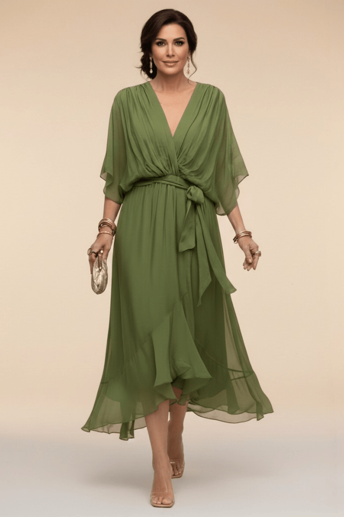 BIANCA | Flowing Tie-Waist Midi Dress