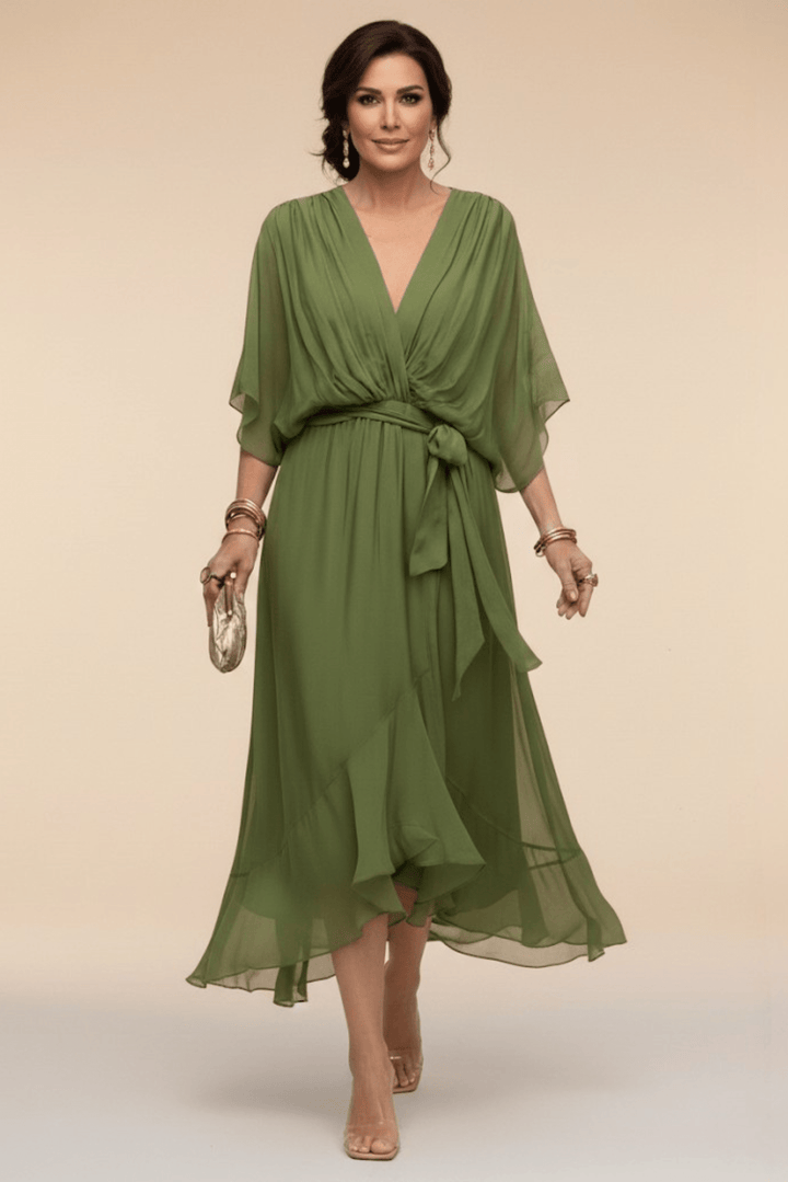 BIANCA | Flowing Tie-Waist Midi Dress