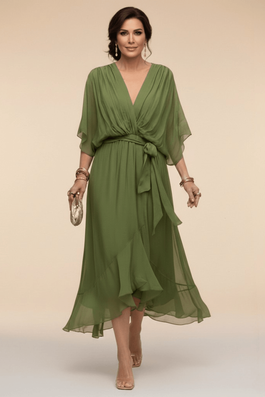 BIANCA | Flowing Tie-Waist Midi Dress