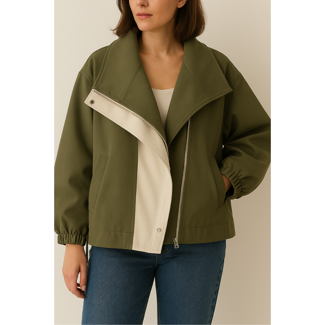 ALLEN | Women's Hooded Windbreaker Patchwork Jacket