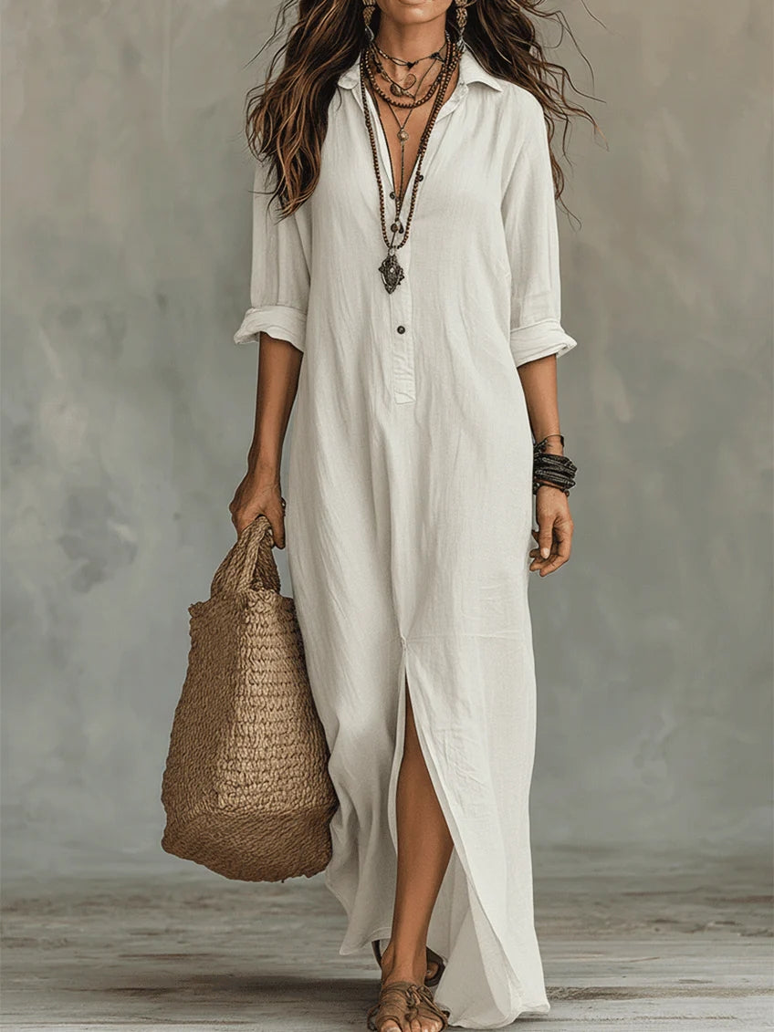 SOLINE | Long Maxi Dress with Buttons