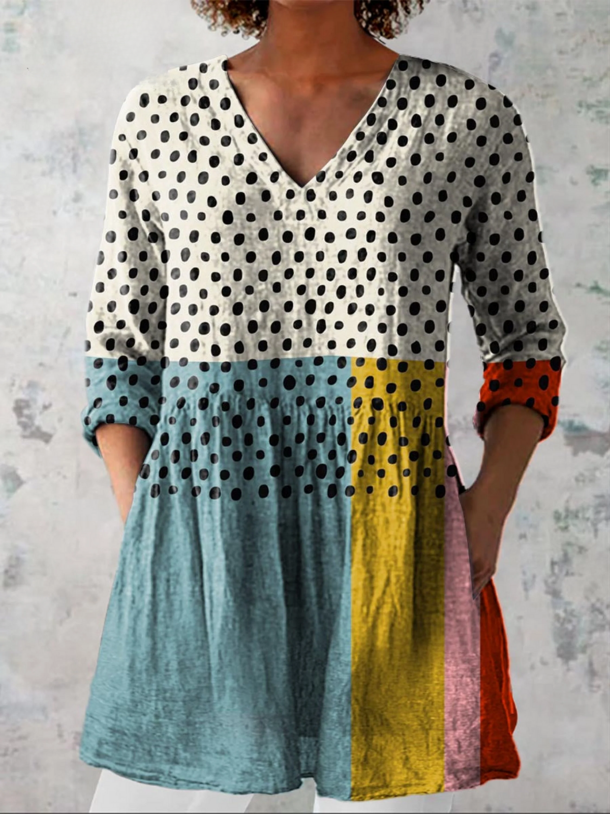VALERIE | Long Blouse with V-Neck