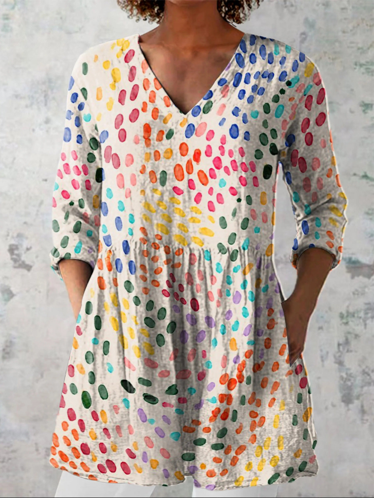 PAULINE | Long Blouse with V-Neck