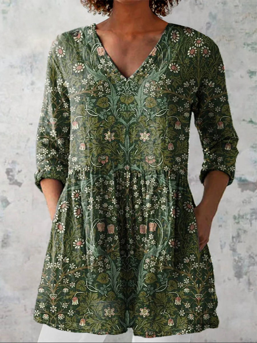 JULIE | Long Blouse with V-Neck