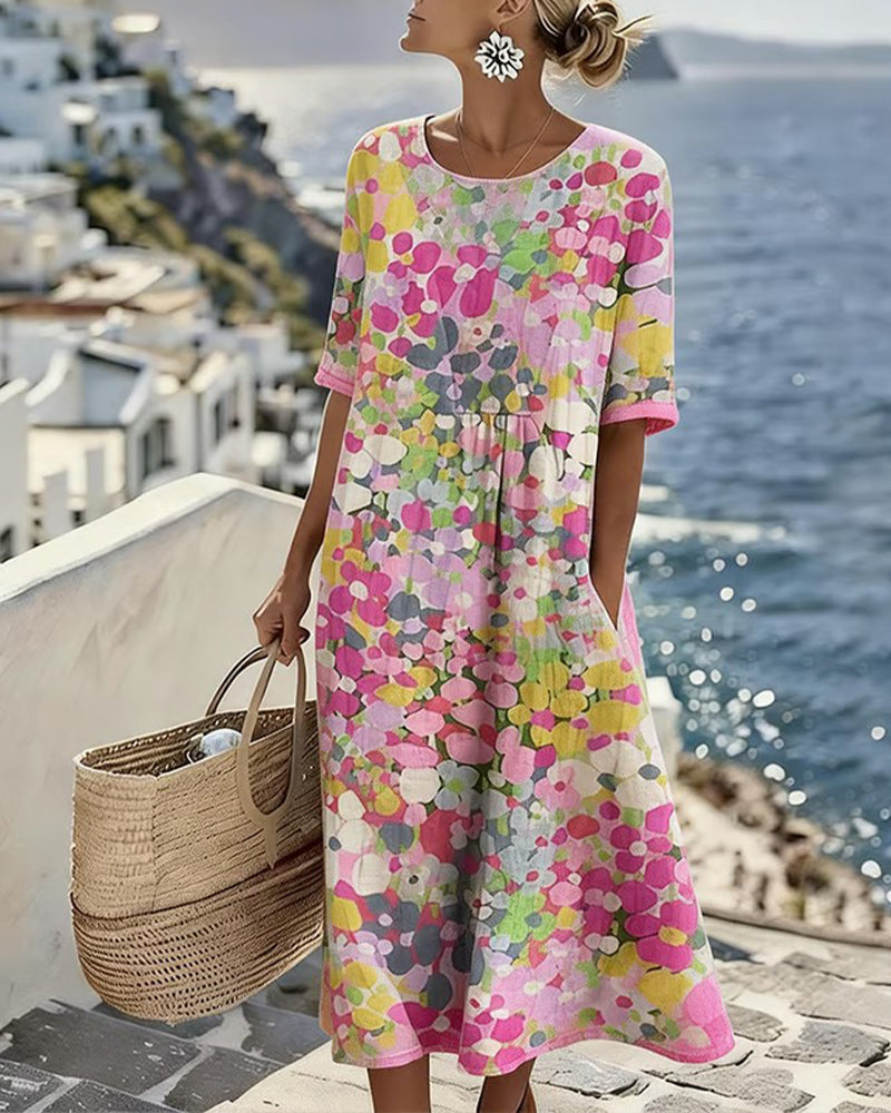 ELENA | Elegant Floral Midi Dress