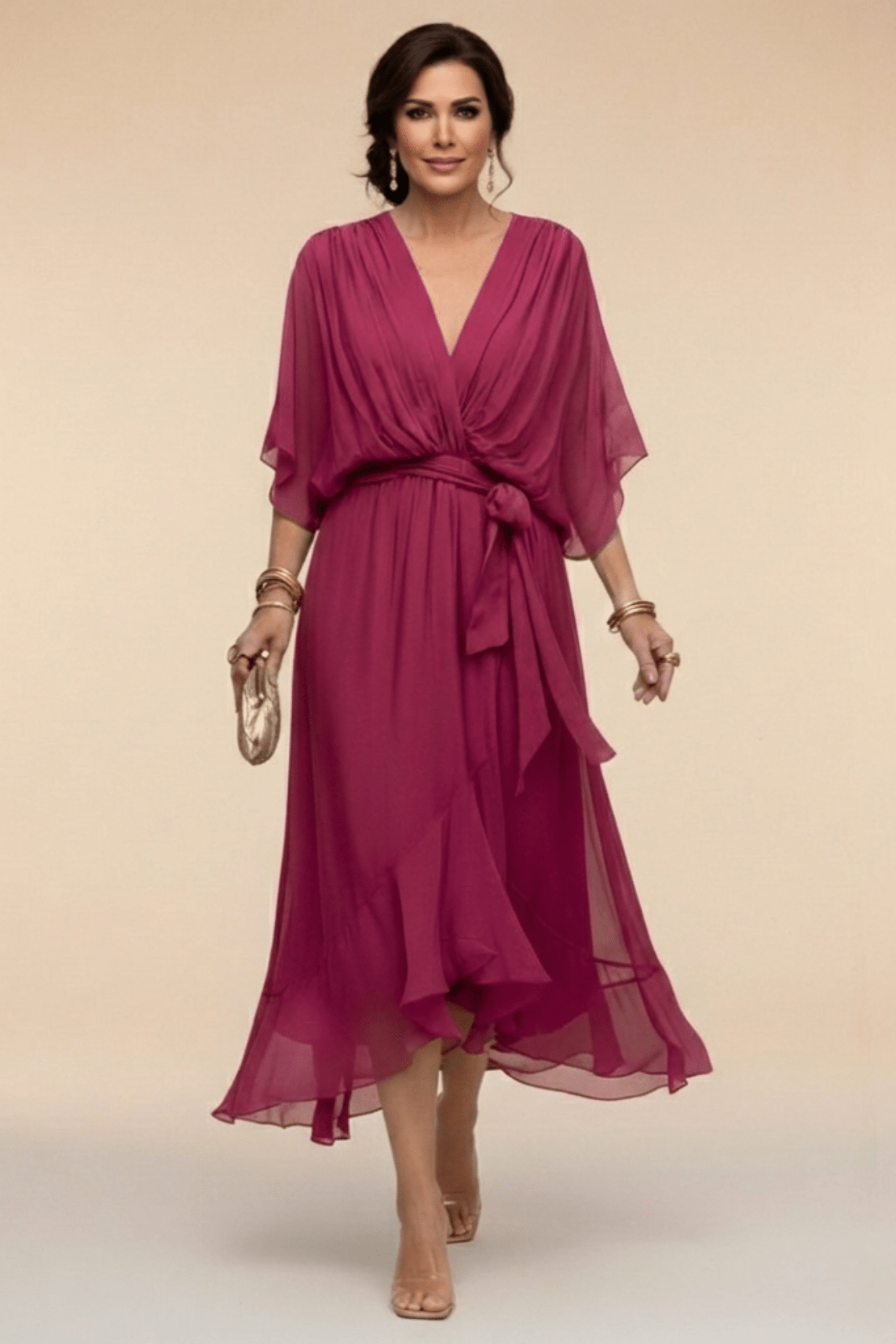 BIANCA | Flowing Tie-Waist Midi Dress