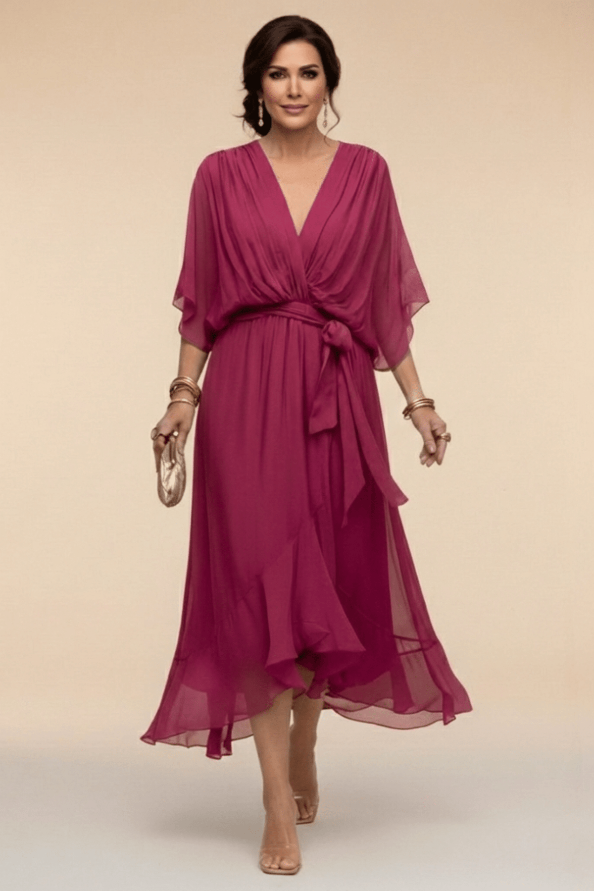 BIANCA | Flowing Tie-Waist Midi Dress