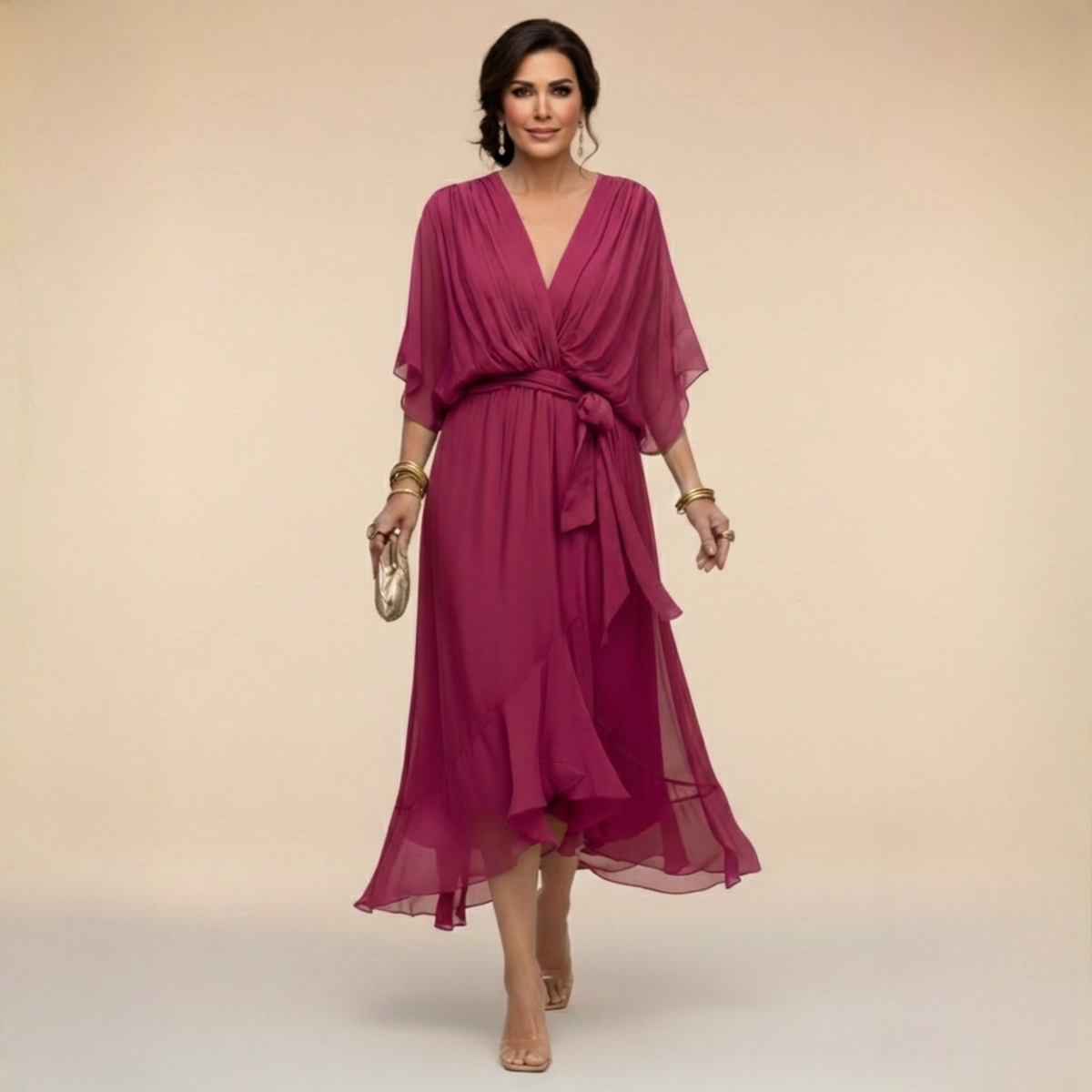 ERICA | Elegant V-Neck Maxi Dress