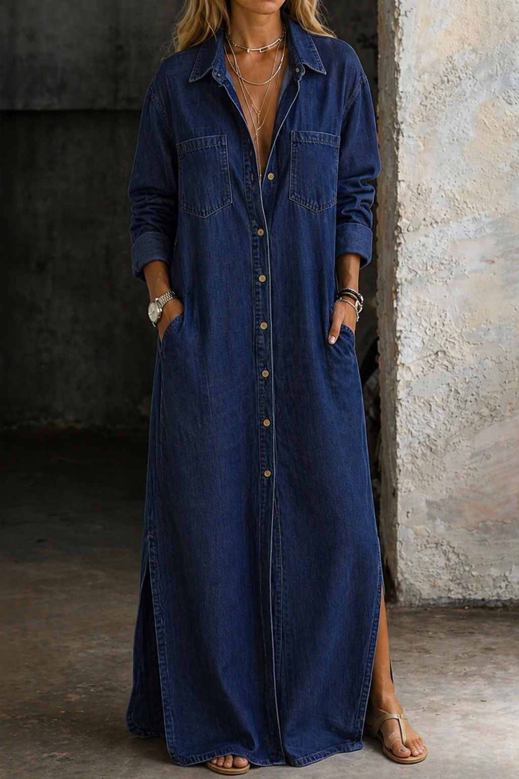 MAVIE | Button Down Midi Dress
