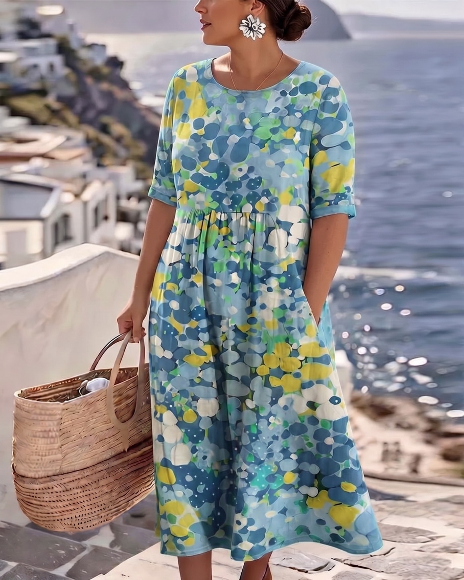 ELENA | Elegant Floral Midi Dress
