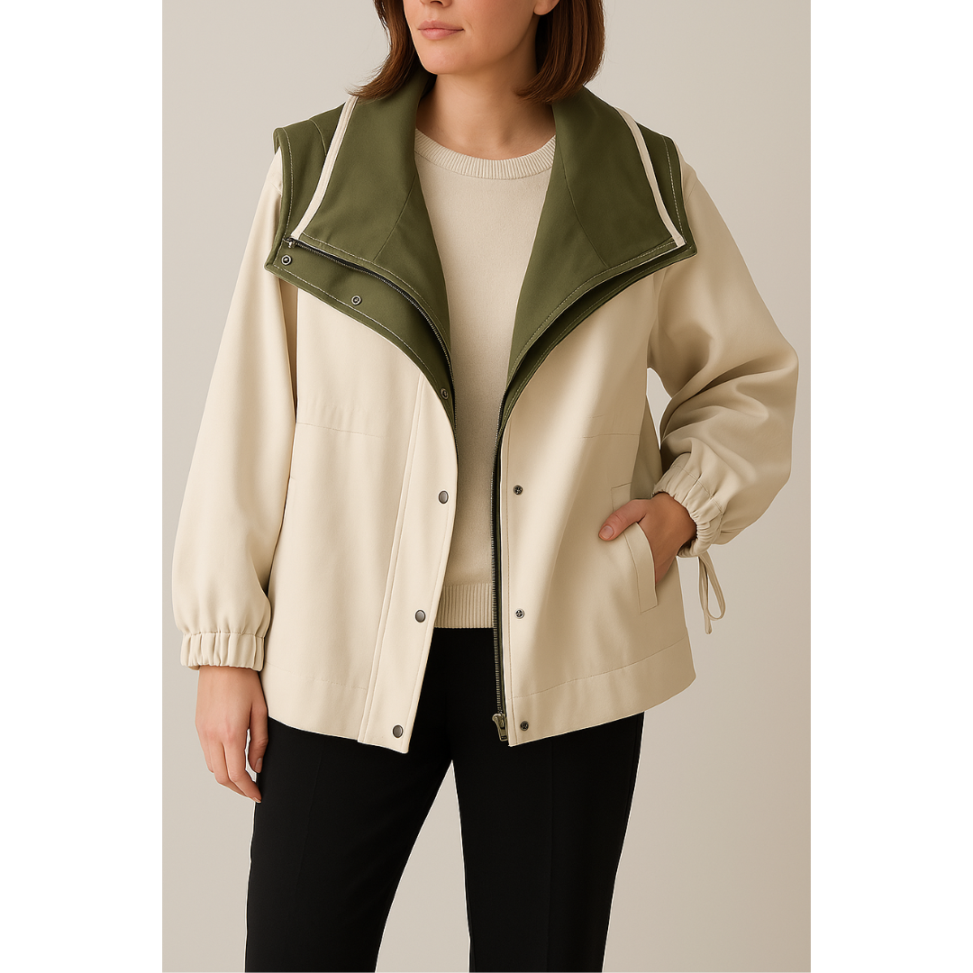 ALLEN | Women's Hooded Windbreaker Patchwork Jacket