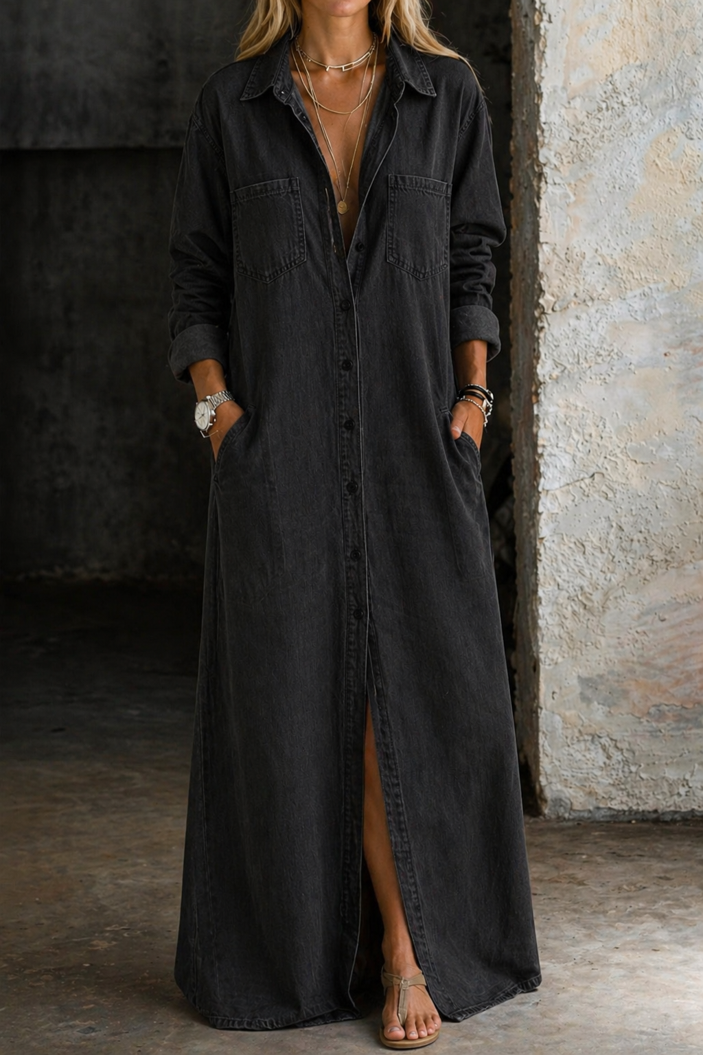 MAVIE | Button Down Midi Dress