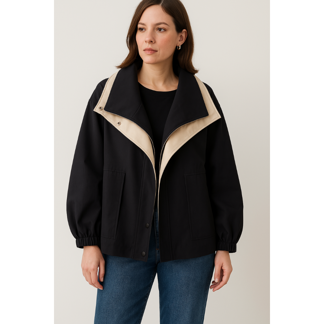 ALLEN | Women's Hooded Windbreaker Patchwork Jacket