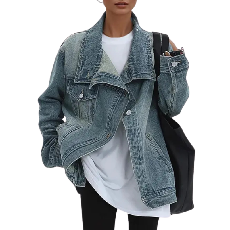 SKYE | Vintage Washed High Neck Asymmetric Jacket