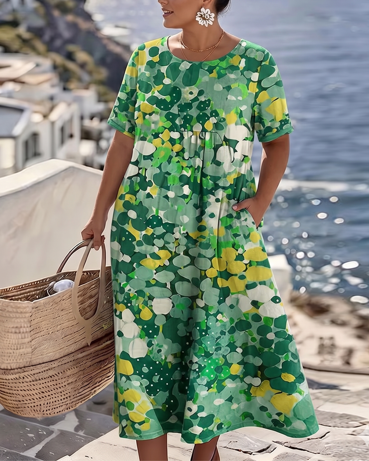ELENA | Elegant Floral Midi Dress