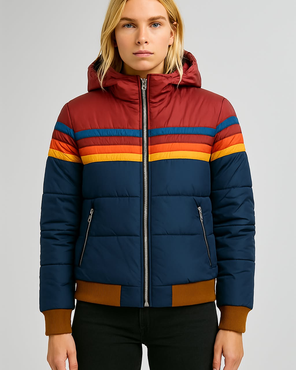 PHOENIX | Women's Rainbow Stripe Zip-Up Jacket