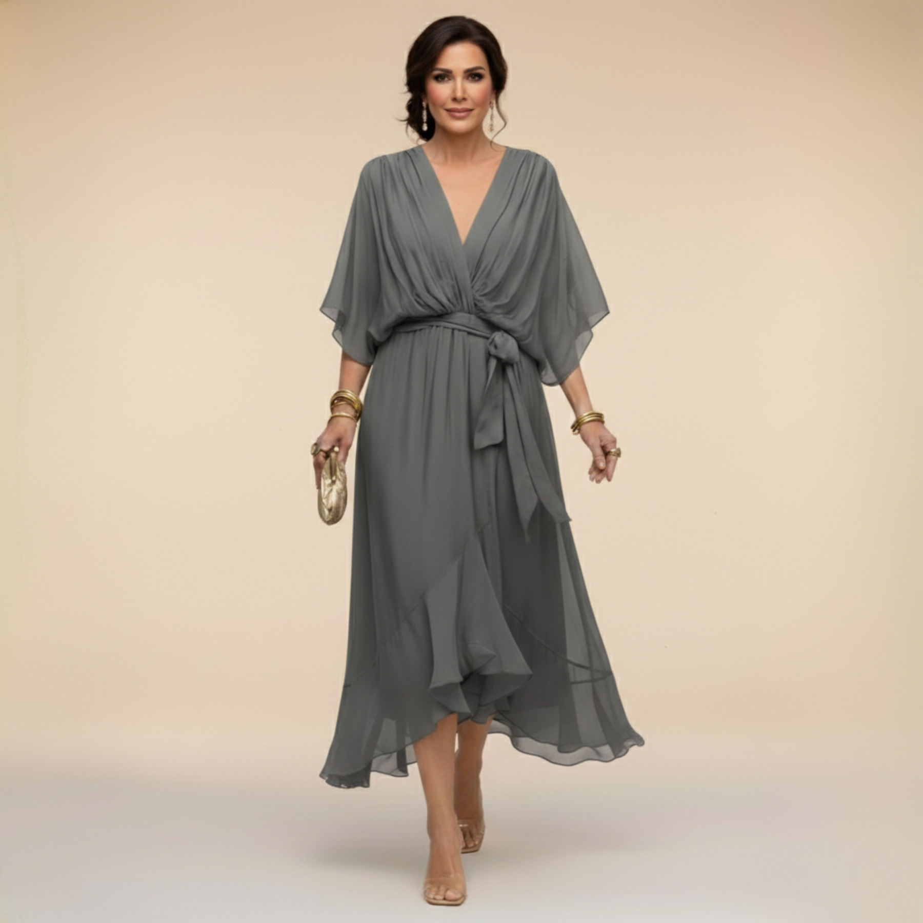 ERICA | Elegant V-Neck Maxi Dress