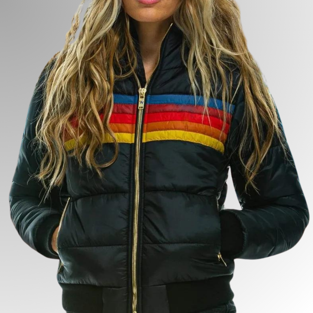 PHOENIX | Women's Rainbow Stripe Zip-Up Jacket