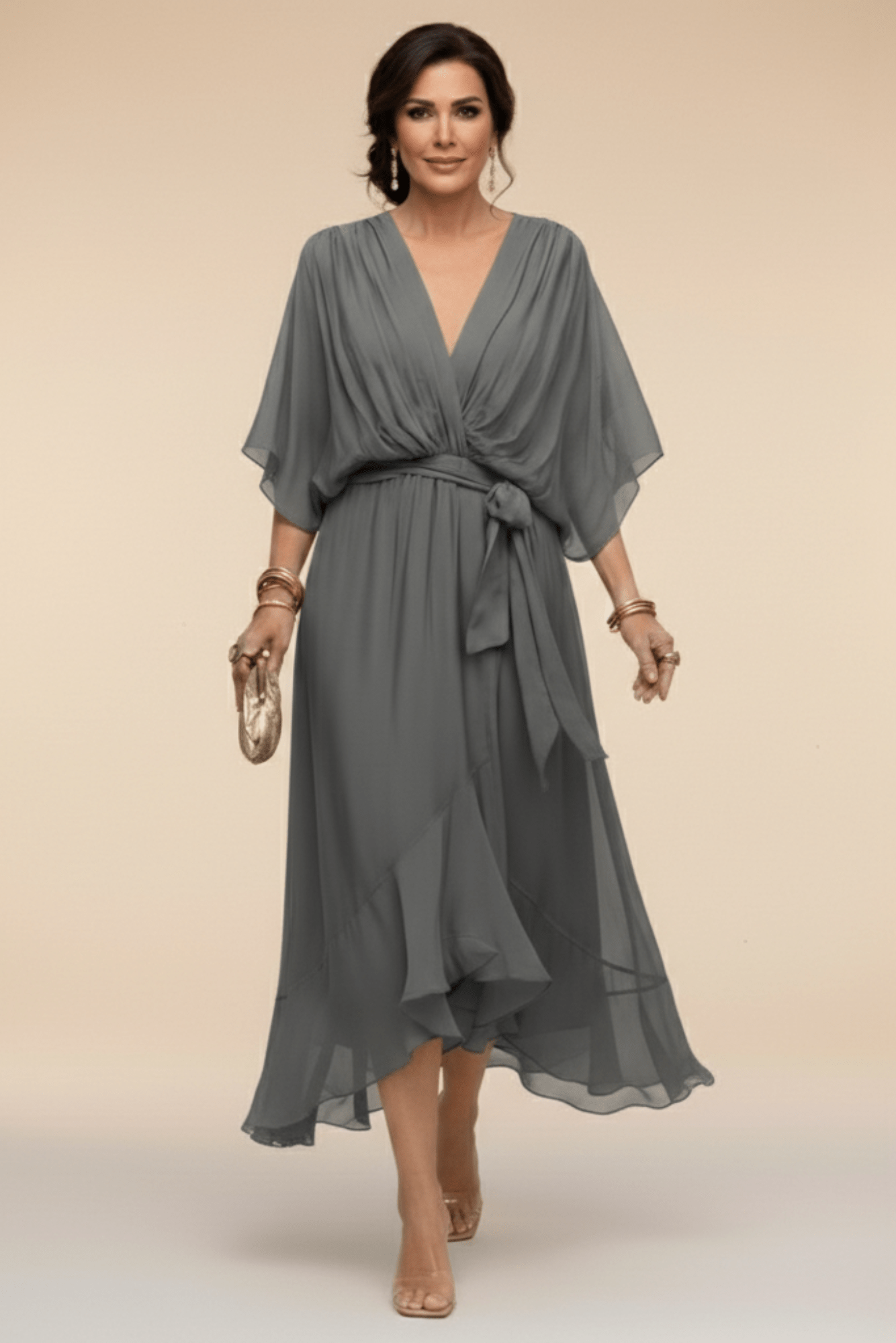 BIANCA | Flowing Tie-Waist Midi Dress