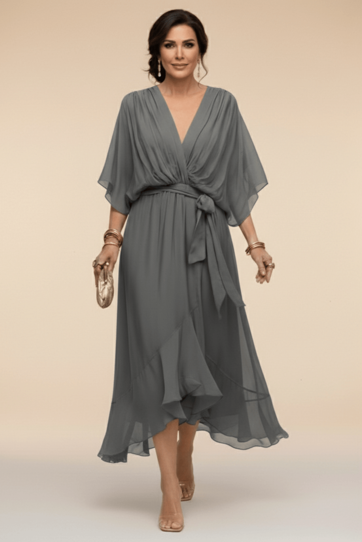 BIANCA | Flowing Tie-Waist Midi Dress