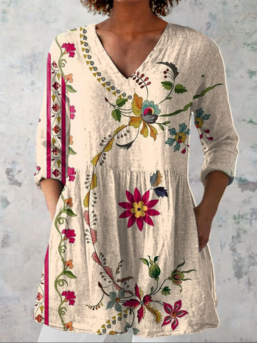 CLARA | Long Blouse with V-Neck