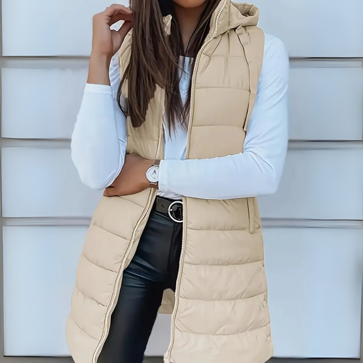 REBECCA | Casual Sleeveless Hood Long Puffer Vest