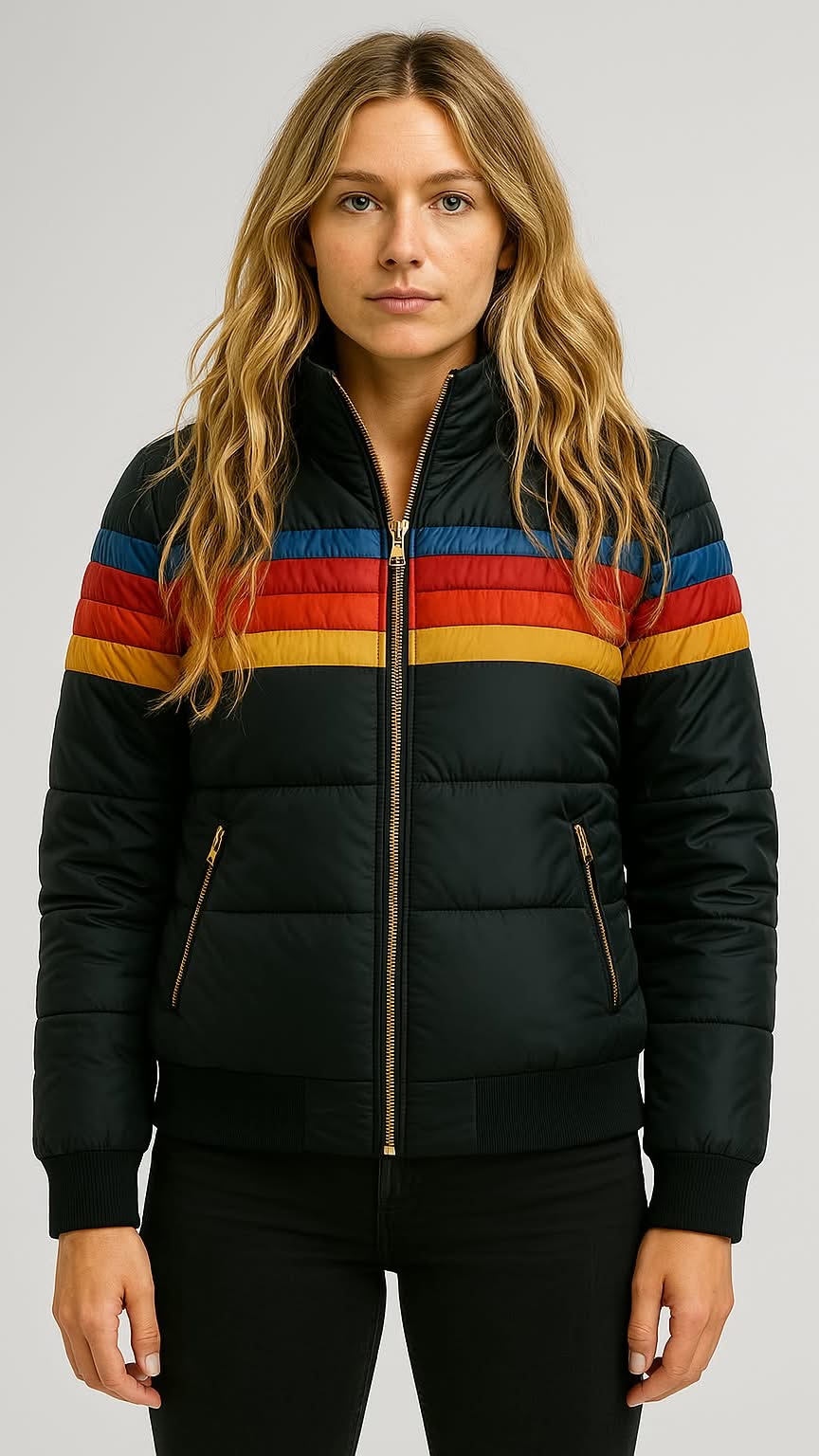 PHOENIX | Women's Rainbow Stripe Zip-Up Jacket