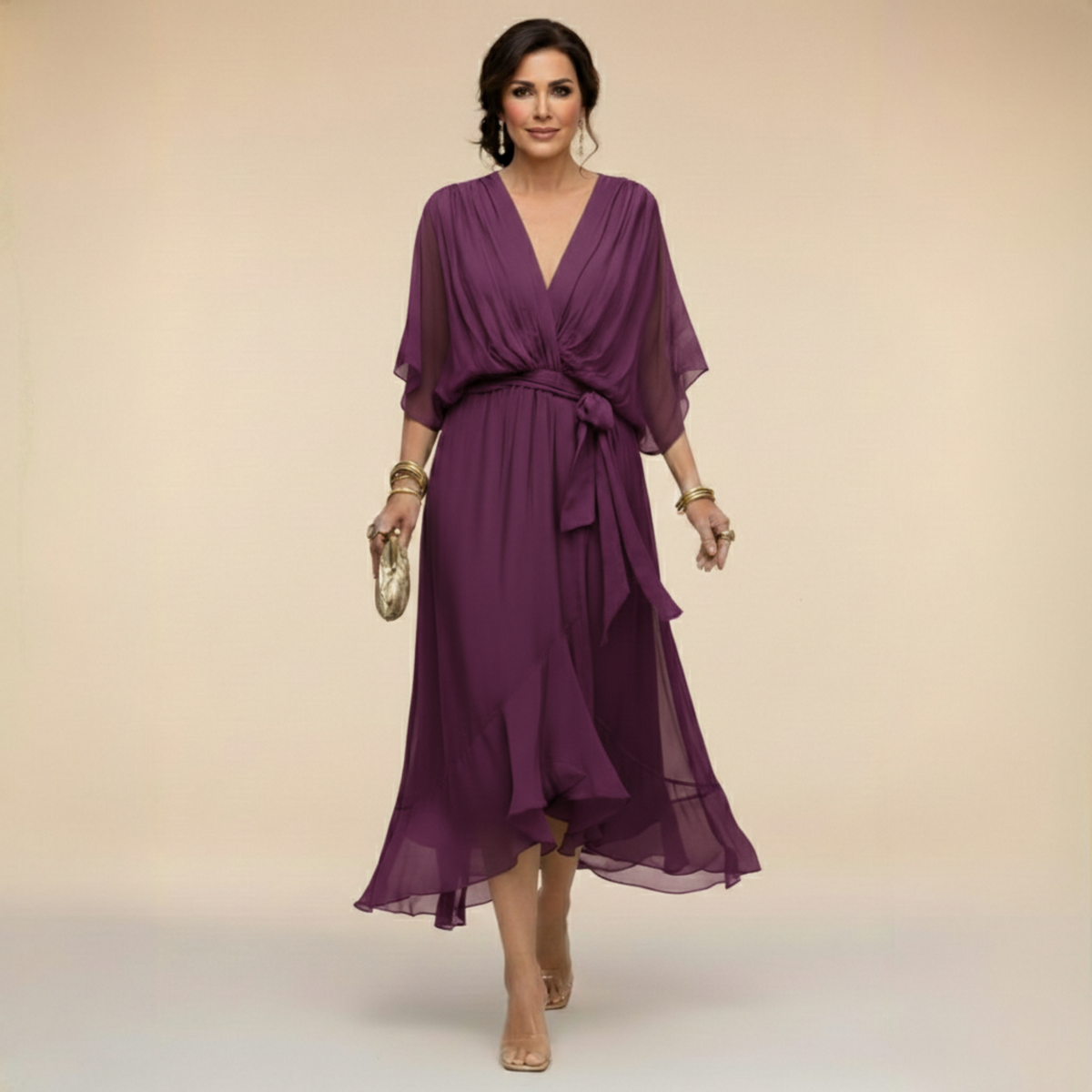 ERICA | Elegant V-Neck Maxi Dress