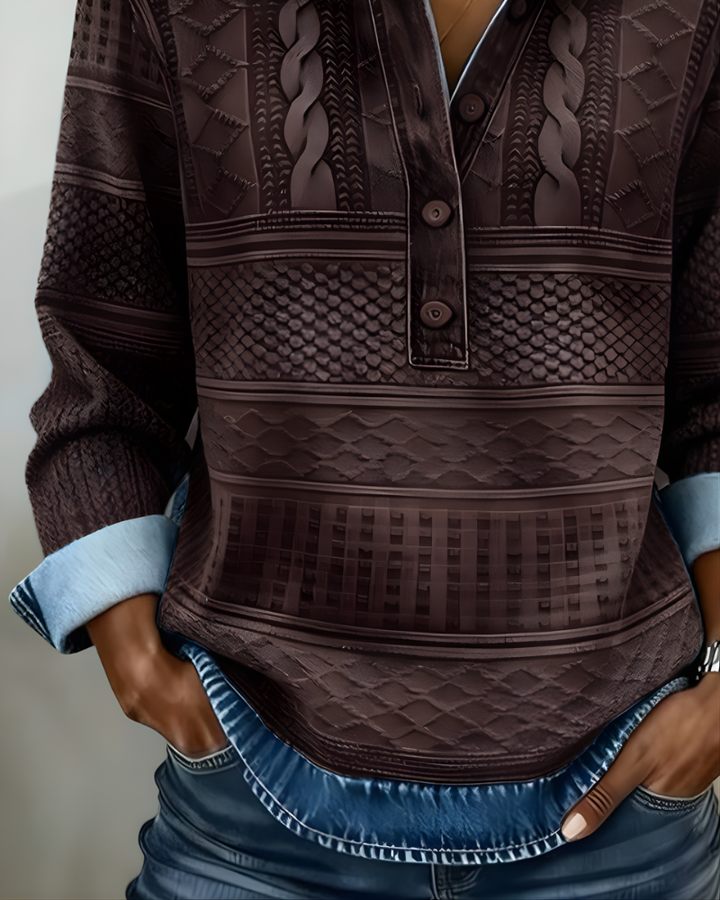ROWENNA | Half-Button Collared Sweatshirt