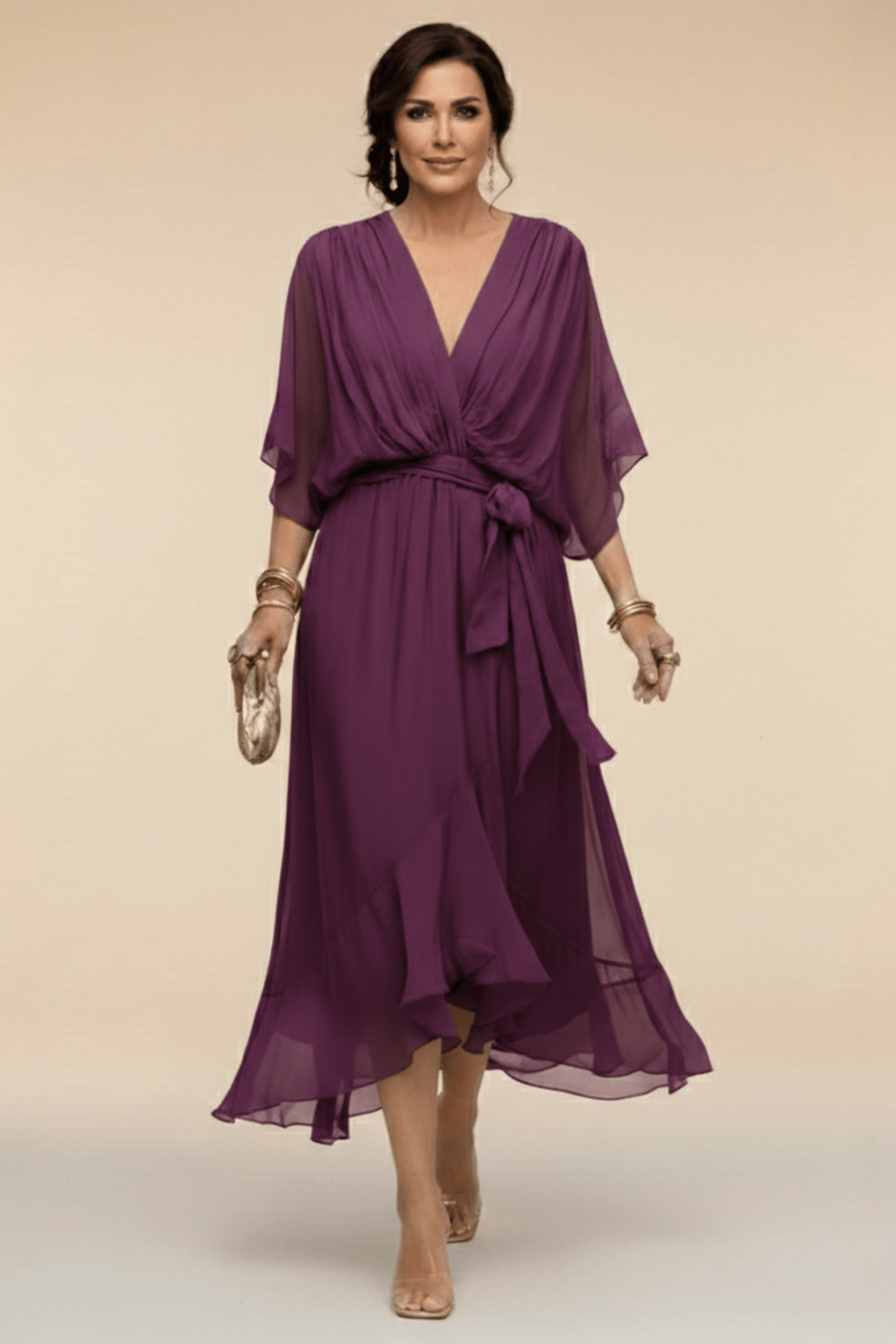 BIANCA | Flowing Tie-Waist Midi Dress