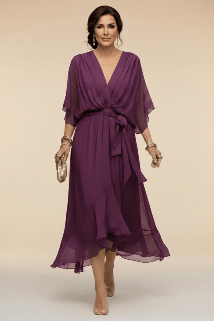 BIANCA | Flowing Tie-Waist Midi Dress