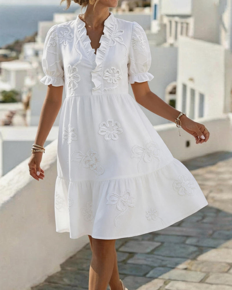 BLOSSOM | V-Neck Ruffled Dress