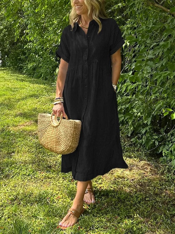 MYAN | Women's Button-Down Striped Shirt Dress