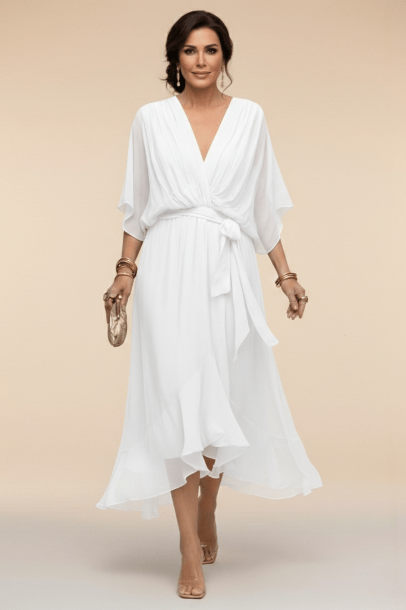 BIANCA | Flowing Tie-Waist Midi Dress