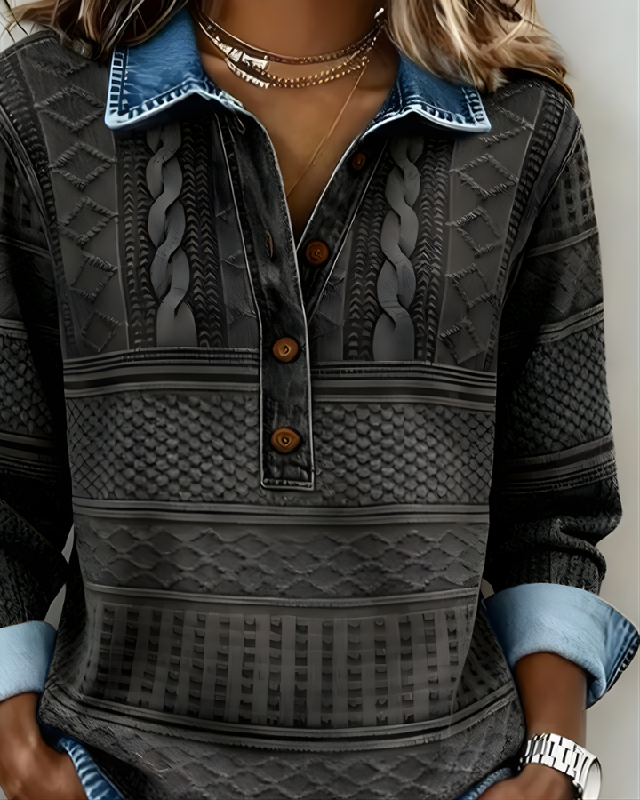 ROWENNA | Half-Button Collared Sweatshirt