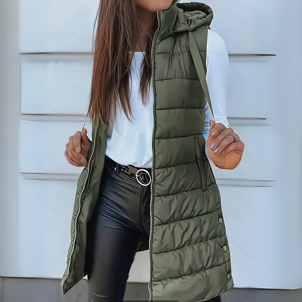REBECCA | Casual Sleeveless Hood Long Puffer Vest