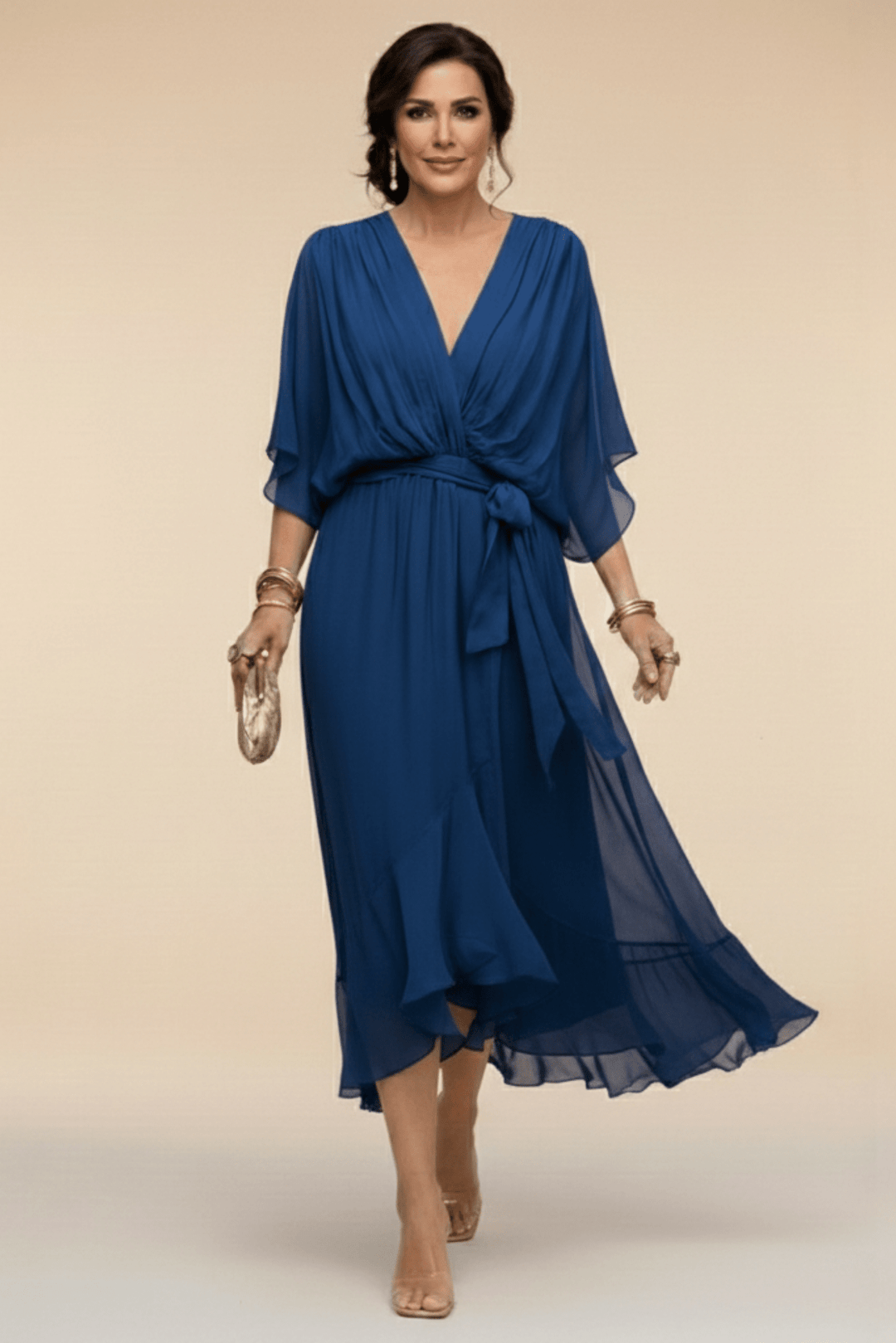 BIANCA | Flowing Tie-Waist Midi Dress