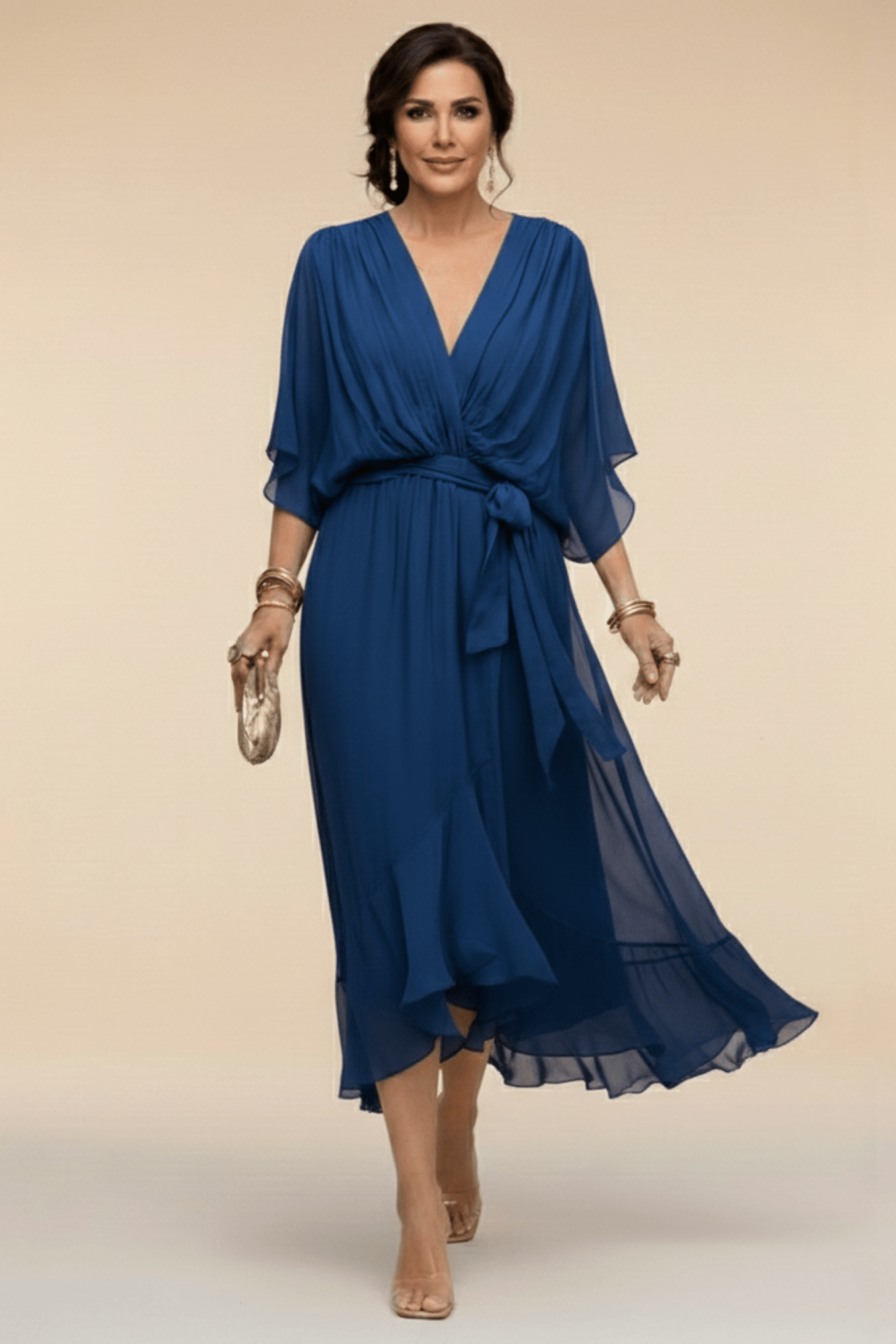 BIANCA | Flowing Tie-Waist Midi Dress